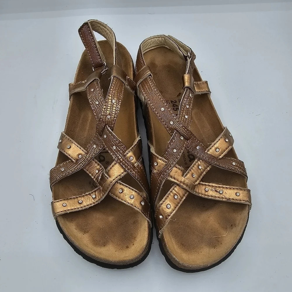 Birkenstock Betula Crisscross God Bronze Sandals Rhinestone Size 7 - 38